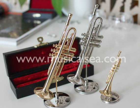 Miniature Golden Trumpet Musical Instrument